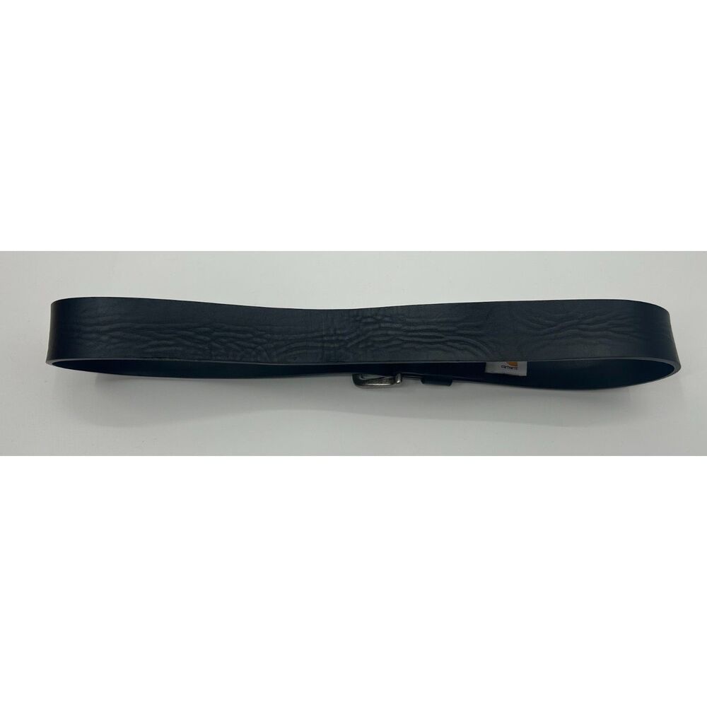 Men's Carhartt 38” Black Leather Belt W Logo Stitching Heavy Duty - Picture 2 of 6